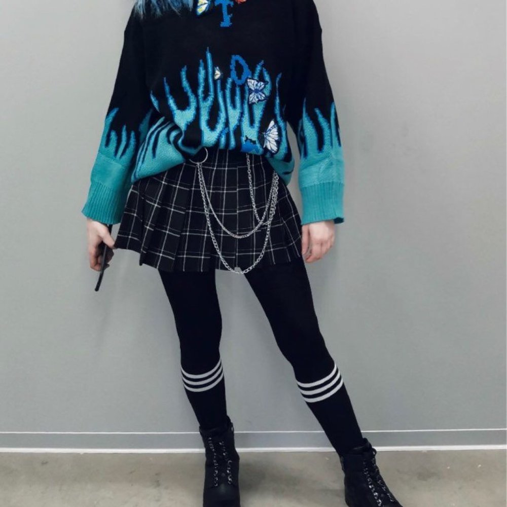 Butterfly Blue Flame Streetwear Sweater